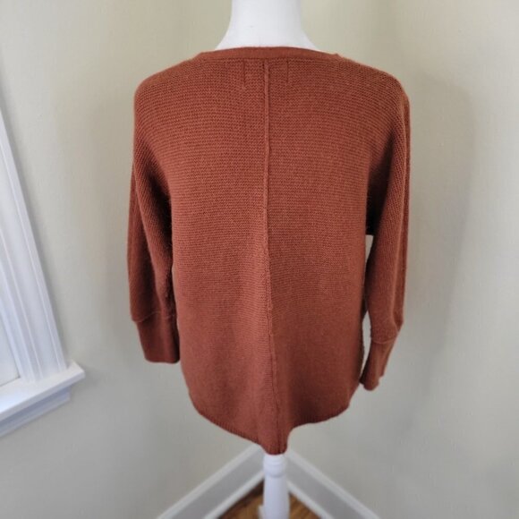 Cynthia Rowley Long-Sleeve Round Neck Knit Sweater Rusty Orange/Brown Size L - Picture 7 of 13